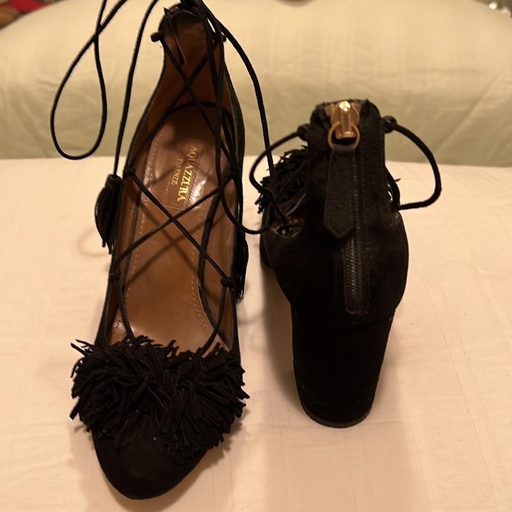 Aquazurra lace up pumps with Pom Pom - Picture 4 of 5